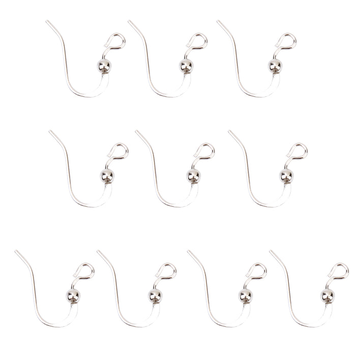 Crofta 10 Pairs/ Pack Silver Tone  Ear Wire Ball Dot French Hook Dangle Earring DIY Jewelry Making Findings Crafts