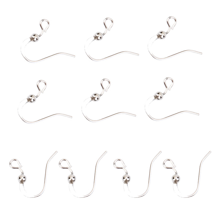 Crofta 10 Pairs/ Pack Silver Tone  Ear Wire Ball Dot French Hook Dangle Earring DIY Jewelry Making Findings Crafts