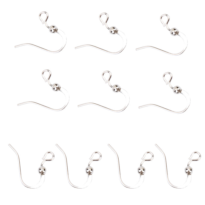 Crofta 10 Pairs/ Pack Silver Tone  Ear Wire Ball Dot French Hook Dangle Earring DIY Jewelry Making Findings Crafts