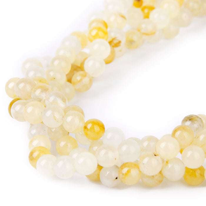 Crofta Yellow Jade Round Gemstone Loose Beads Strand 6mm / 15.5 Inch