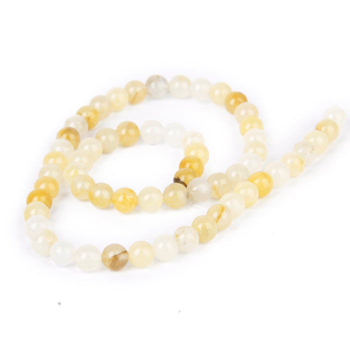 Crofta Yellow Jade Round Gemstone Loose Beads Strand 6mm / 15.5 Inch