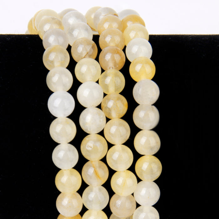 Crofta Yellow Jade Round Gemstone Loose Beads Strand 6mm / 15.5 Inch