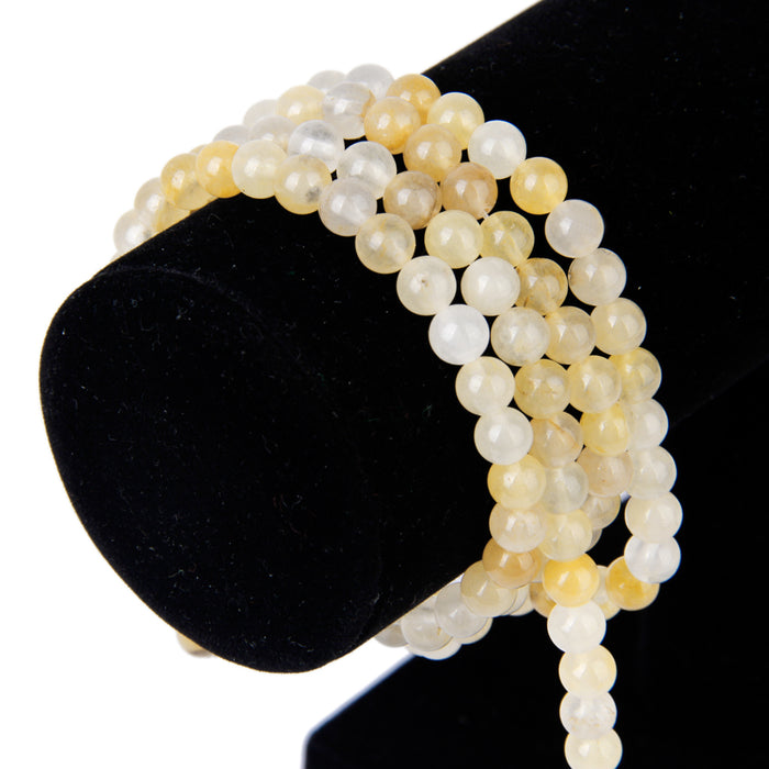 Crofta Yellow Jade Round Gemstone Loose Beads Strand 6mm / 15.5 Inch