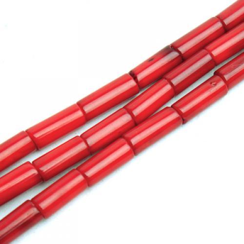 Crofta 16inch Natural Coral 4mm Tube Gemstone Loose Beads Strand for Necklace Bracelet DIY Jewelry Making Pack of 2PCS Red