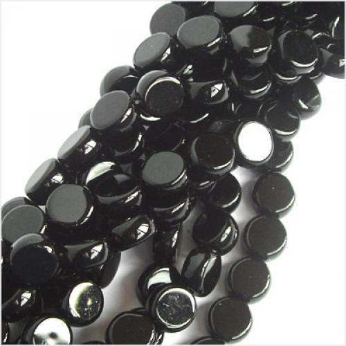 Crofta 10mm Black Onyx Coin Gemstone Loose Beads Strand 15 Inch