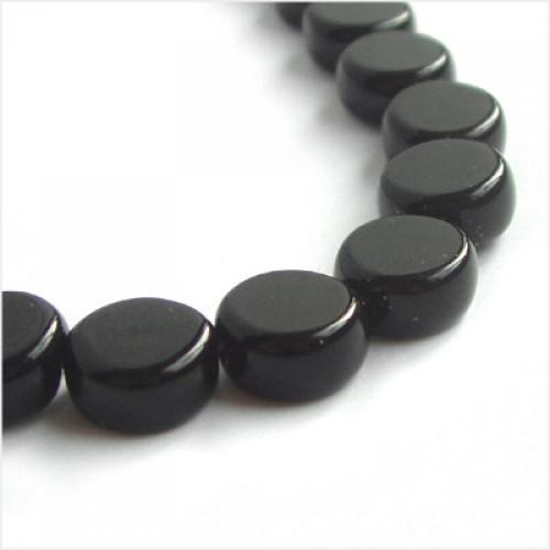 Crofta 10mm Black Onyx Coin Gemstone Loose Beads Strand 15 Inch