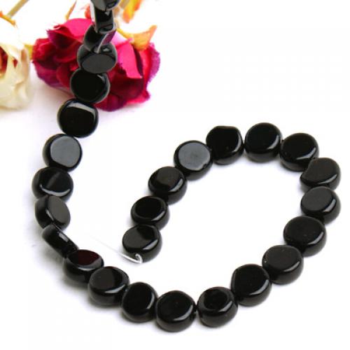 Crofta 10mm Black Onyx Coin Gemstone Loose Beads Strand 15 Inch