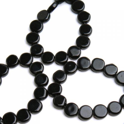 Crofta 10mm Black Onyx Coin Gemstone Loose Beads Strand 15 Inch