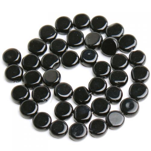 Crofta 10mm Black Onyx Coin Gemstone Loose Beads Strand 15 Inch