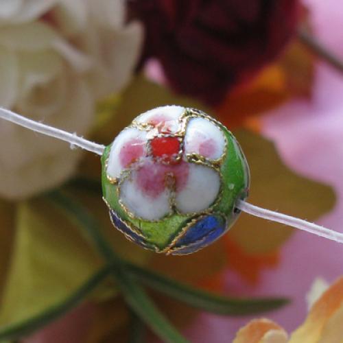 Crofta 12mm Beautiful Cloisonne Round Bead---- Bright green