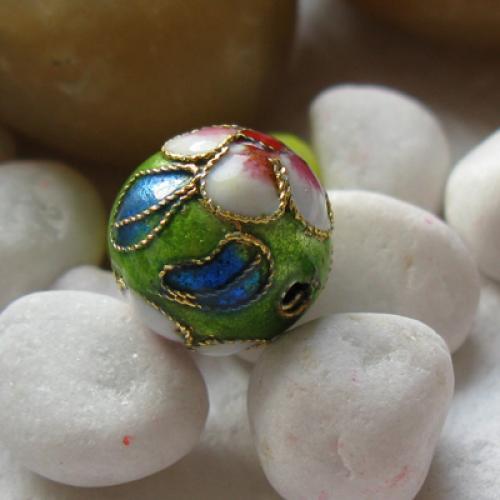 Crofta 12mm Beautiful Cloisonne Round Bead---- Bright green