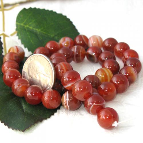 Crofta 10mm Red Sardonyx Agate Round Gemstone Loose Beads Strand 14 inch