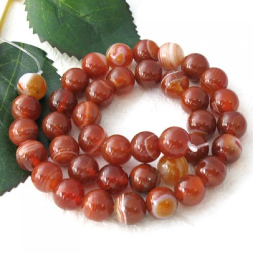 Crofta 10mm Red Sardonyx Agate Round Gemstone Loose Beads Strand 14 inch