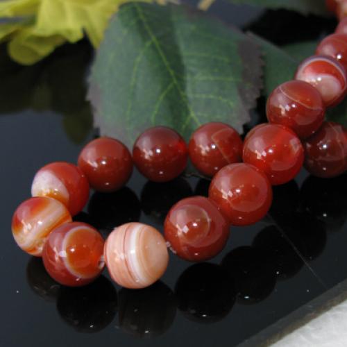 Crofta 10mm Red Sardonyx Agate Round Gemstone Loose Beads Strand 14 inch