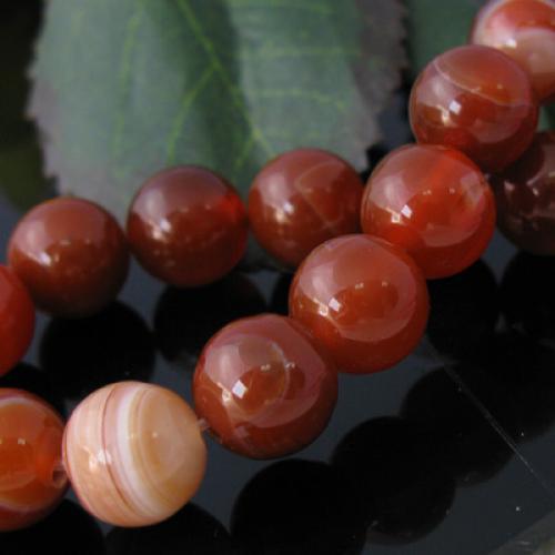 Crofta 10mm Red Sardonyx Agate Round Gemstone Loose Beads Strand 14 inch