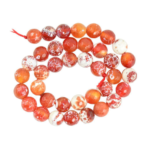 Crofta 10mm Crab Fire Agate Round Gemstone Loose Beads 15inch