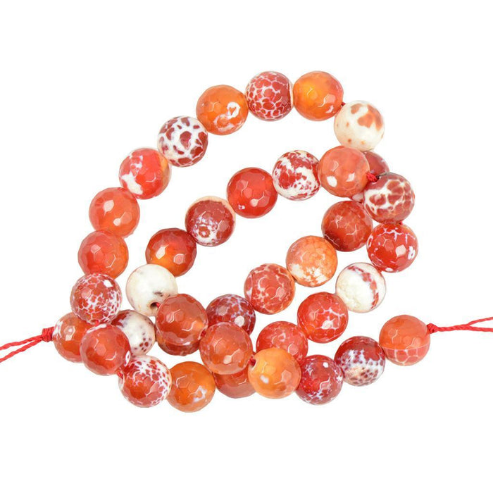 Crofta 10mm Crab Fire Agate Round Gemstone Loose Beads 15inch