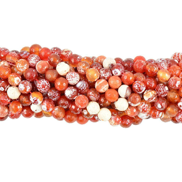 Crofta 10mm Crab Fire Agate Round Gemstone Loose Beads 15inch