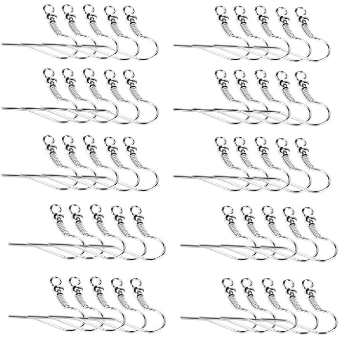 Crofta 100 Pcs Silver Tone Alloy Earring Hooks for DIY Craft Jewelry