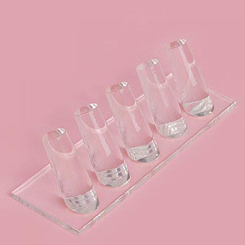 Crofta 1-5 Finger Ring Display Jewelry Holder Clear Acrylic Stand Showcase