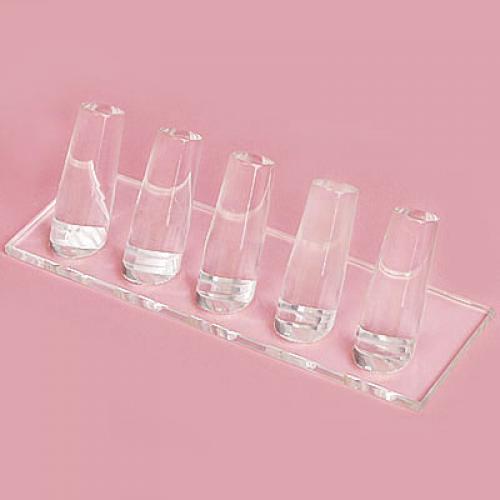 Crofta 1-5 Finger Ring Display Jewelry Holder Clear Acrylic Stand Showcase