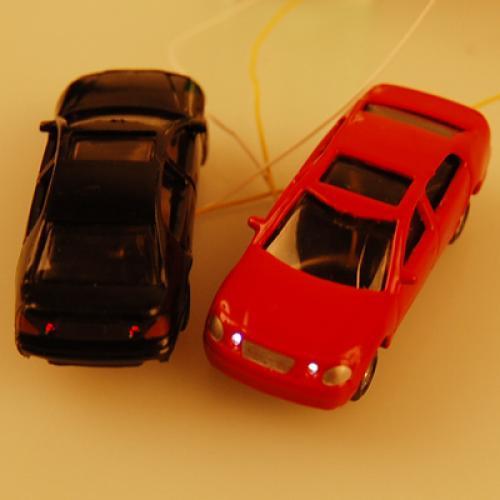 Crofta 10Pcs Flaring Light Painted Model Cars w/ Wires Scale 1 to 100 EC100-3