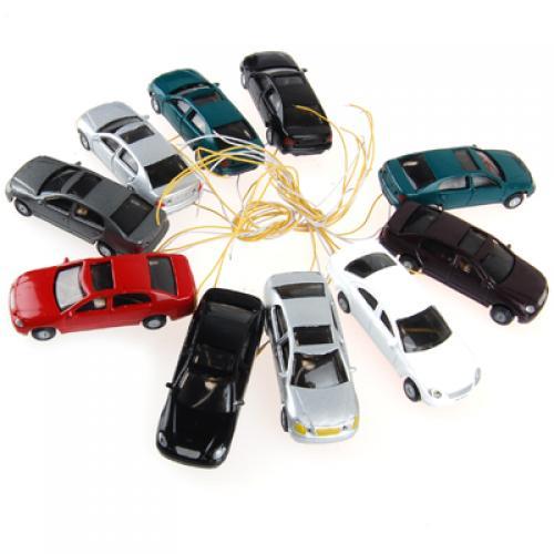 Crofta 10Pcs Flaring Light Painted Model Cars w/ Wires Scale 1 to 100 EC100-3