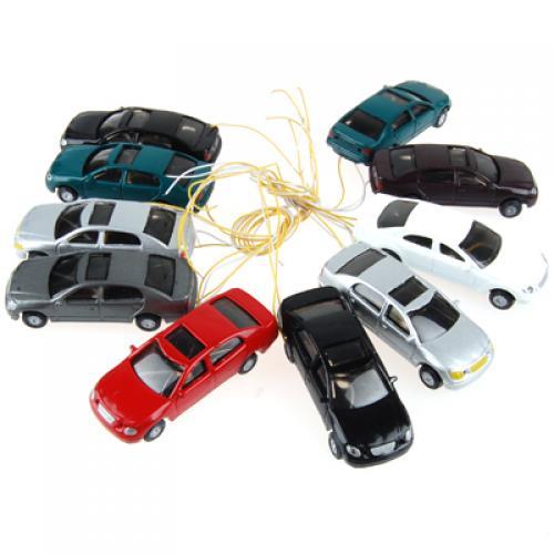 Crofta 10Pcs Flaring Light Painted Model Cars w/ Wires Scale 1 to 100 EC100-3