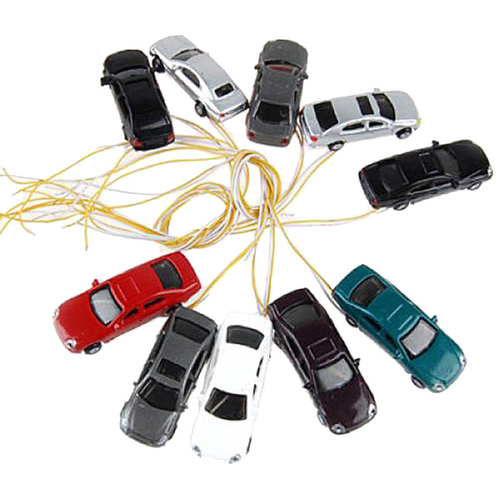 Crofta 10Pcs Flaring Light Painted Model Cars w/ Wires Scale N (1 to 150) EC150-3