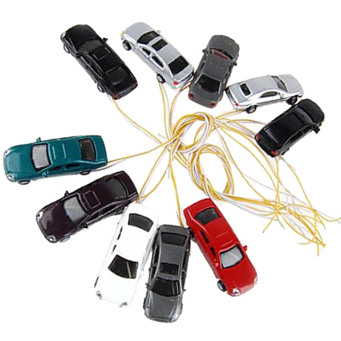 Crofta 10Pcs Flaring Light Painted Model Cars w/ Wires Scale N (1 to 150) EC150-3