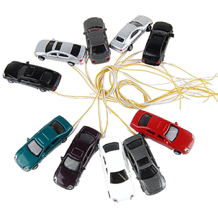 Crofta 10Pcs Flaring Light Painted Model Cars w/ Wires Scale N (1 to 150) EC150-3