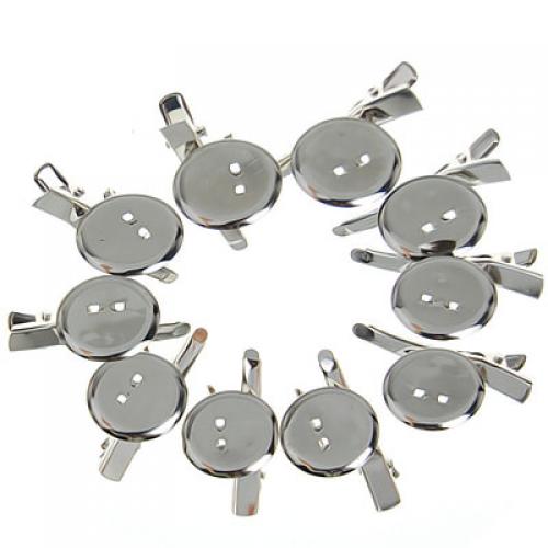 Crofta 10pcs Dual Purpose Metal Alligator Clips Brooch Pins Pads - Silver