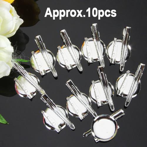 Crofta 10pcs Dual Purpose Metal Alligator Clips Brooch Pins Pads - Silver