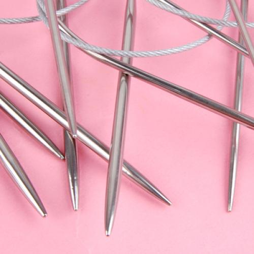 Crofta 11pcs Stainless Steel Circular Knitting Weave Needles Sets 1.5mm-5.0mm