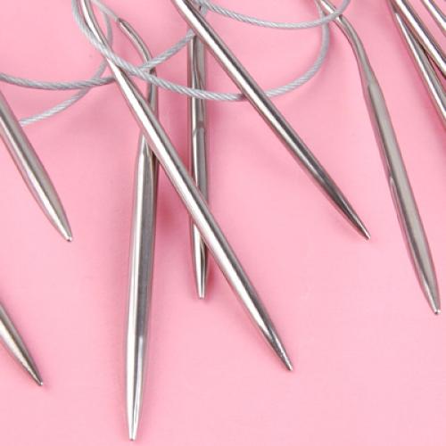 Crofta 11pcs Stainless Steel Circular Knitting Weave Needles Sets 1.5mm-5.0mm