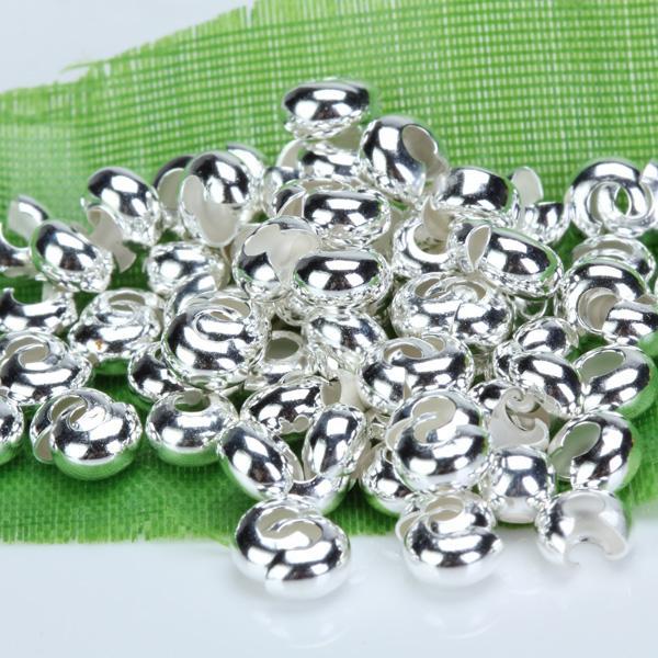 Crofta 100pcs Silver Tone Crimp Covers Beads Jewelry Findings