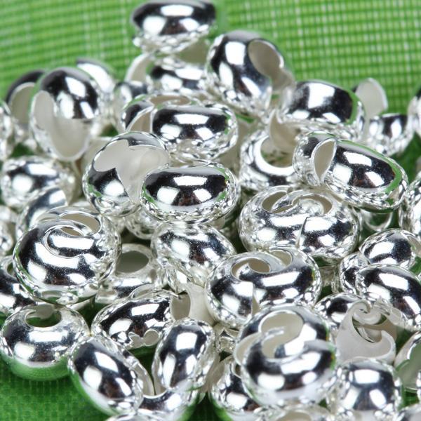 Crofta 100pcs Silver Tone Crimp Covers Beads Jewelry Findings