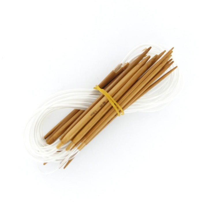 Crofta 11 Sizes 2.0mm-5.0mm 40cm Bamboo Circular Knitting Needles