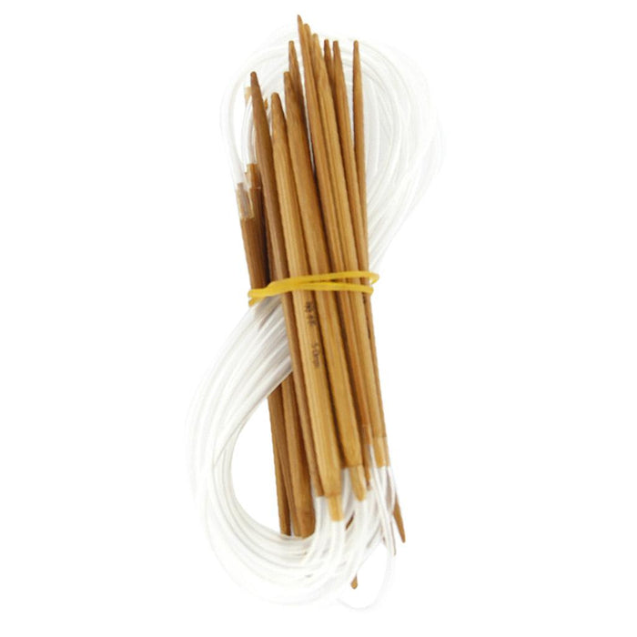 Crofta 11 Sizes 2.0mm-5.0mm 40cm Bamboo Circular Knitting Needles