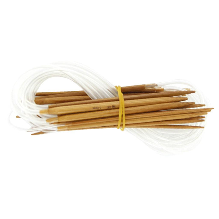 Crofta 11 Sizes 2.0mm-5.0mm 40cm Bamboo Circular Knitting Needles