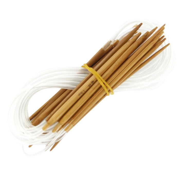 Crofta 11 Sizes 2.0mm-5.0mm 40cm Bamboo Circular Knitting Needles