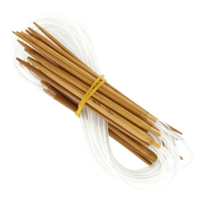 Crofta 11 Sizes 2.0mm-5.0mm 40cm Bamboo Circular Knitting Needles