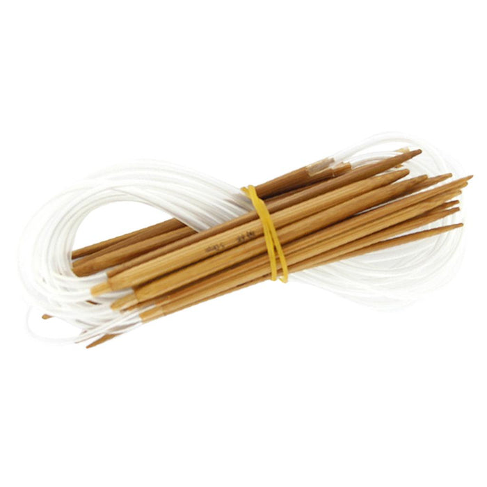 Crofta 11 Sizes 2.0mm-5.0mm 40cm Bamboo Circular Knitting Needles