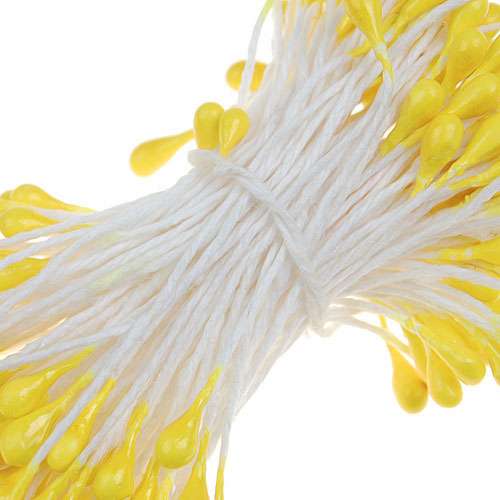 Crofta 170pcs Pearl Double Tip Floral Stamens - Yellow