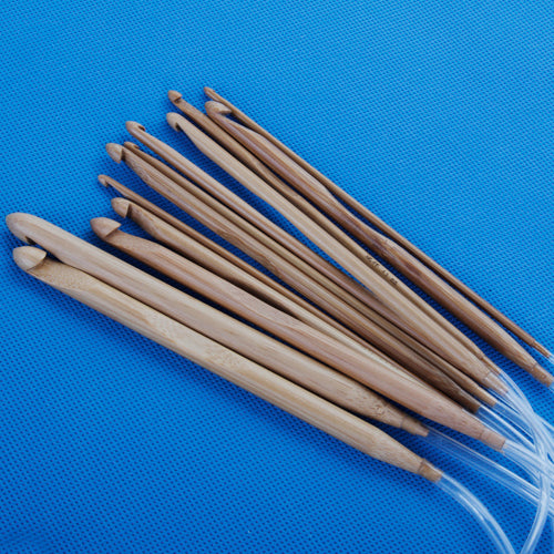 Crofta 12 Sizes Afghan Tunisian Carbonized Bamboo Crochet Hooks 3.0-10.0mm