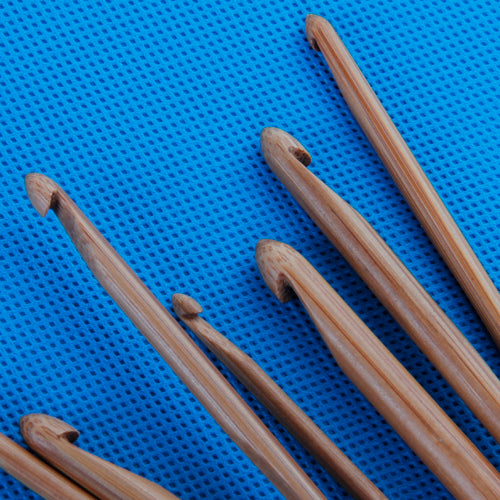 Crofta 12 Sizes Afghan Tunisian Carbonized Bamboo Crochet Hooks 3.0-10.0mm