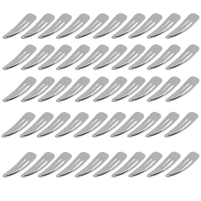 Crofta Women Girls Ladies Metal Snap Clips Hair Bows Head Wear Hair Accessory Silver Pack Of 50PCS 40mm