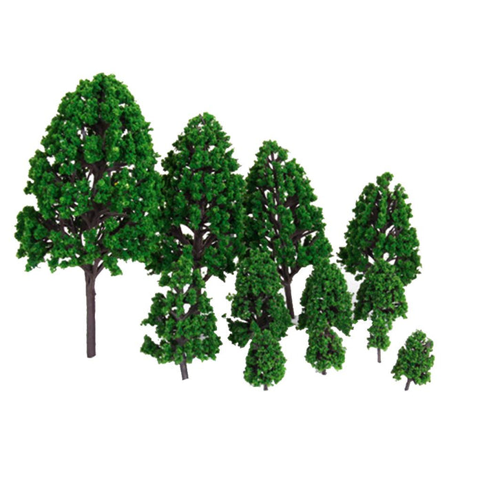 Crofta 12pcs 1.2 inch - 6.3 inch Green Train Set Scenery Landscape Model Tree Scale 1/50