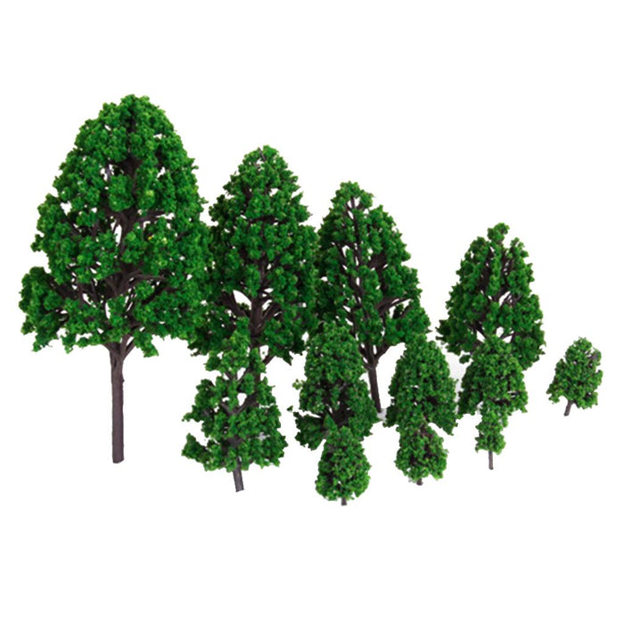 Crofta 12pcs 1.2 inch - 6.3 inch Green Train Set Scenery Landscape Model Tree Scale 1/50