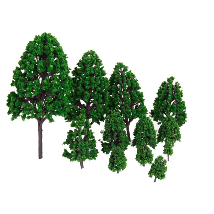 Crofta 12pcs 1.2 inch - 6.3 inch Green Train Set Scenery Landscape Model Tree Scale 1/50